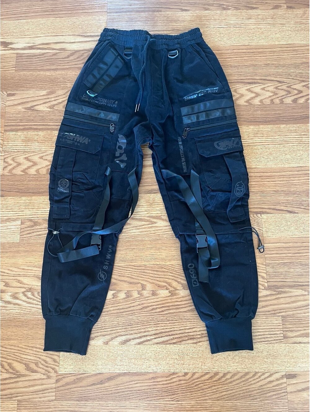 Japanese Unisex Offset SHWA Jogger pants  - BLACK size S